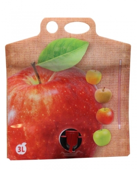 Apfelsaftbeutel/Standbeutel bedruckt 3l rot/braun ohne Aluminium  Zur Befüllung wie Bag in Box